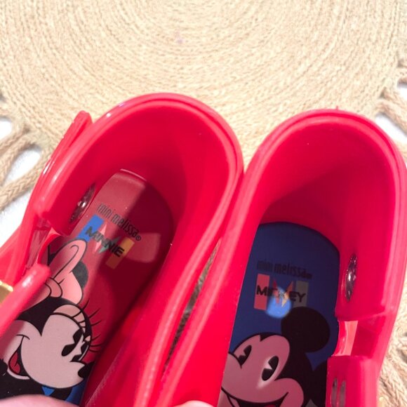 Mini Melissa Mini Sugar Rain Disney PVC Minnie Mickey Rain Boot Red Size 7 - Picture 8 of 10